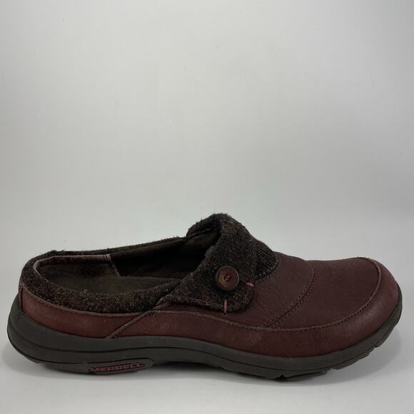 Merrell Dassie Fold Moc Closed Toe Mocs Womens Size 8.5 Burgundy Leather Slip On - Picture 1 of 9